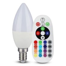 LED RGB Stmívatelná žárovka E14/4,8W/230V 4000K + dálkové ovládání
